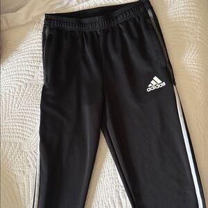 Adidas Kids Black Joggers with White Stripes